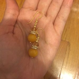 Yellow, gold and amber dangly earrings